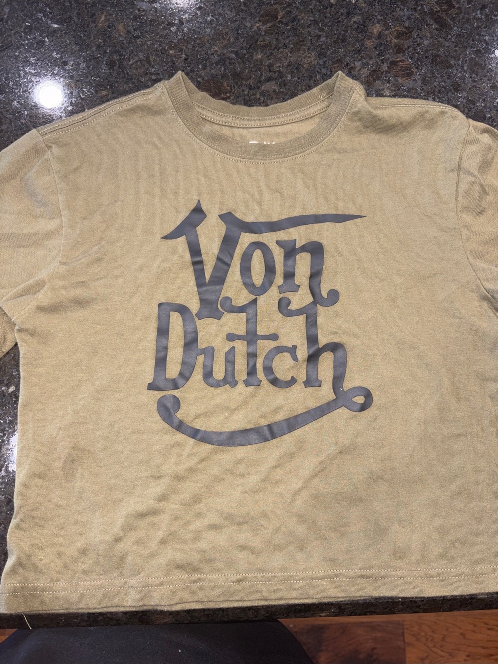 Von Dutch Olive Tee with Black Logo - Kids Short Sleeve